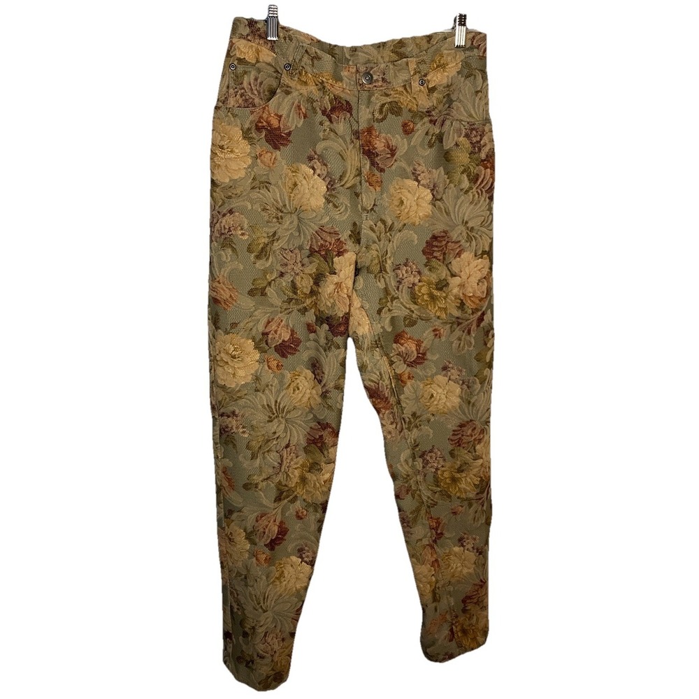 Liz Claiborne Lizwear Jeans Vintage Floral Tapestry Brocade Pants High Rise 16